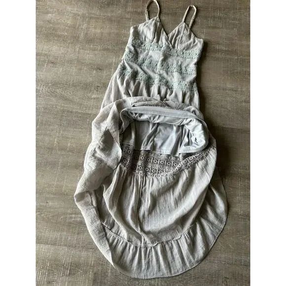 Romeo + Juliet Couture Maxi Dress Womens M Taupe Boho Gauze Crochet Beach NWT - Picture 5 of 13